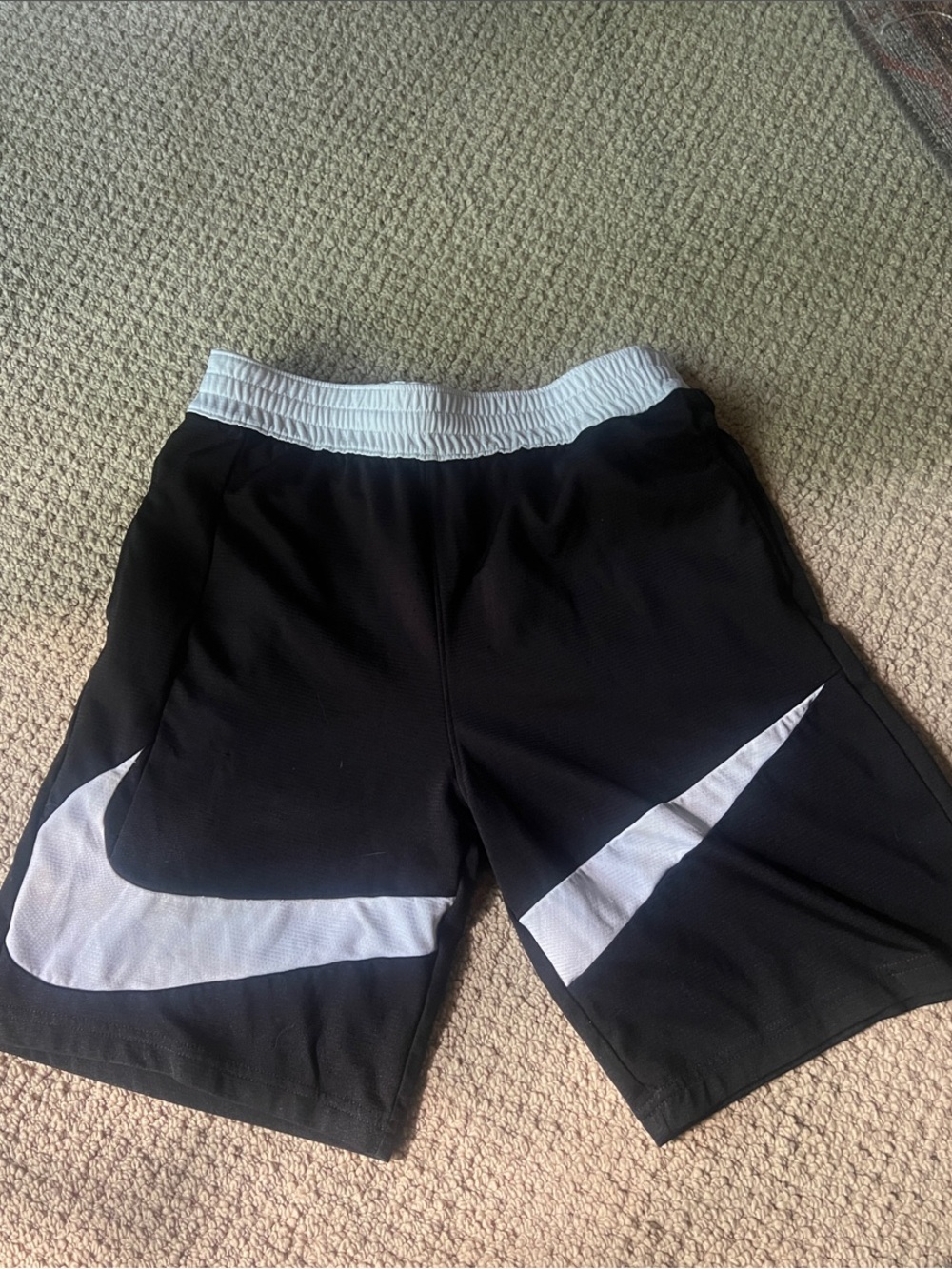 Nike Black and White Swoosh Performance Shorts-boys